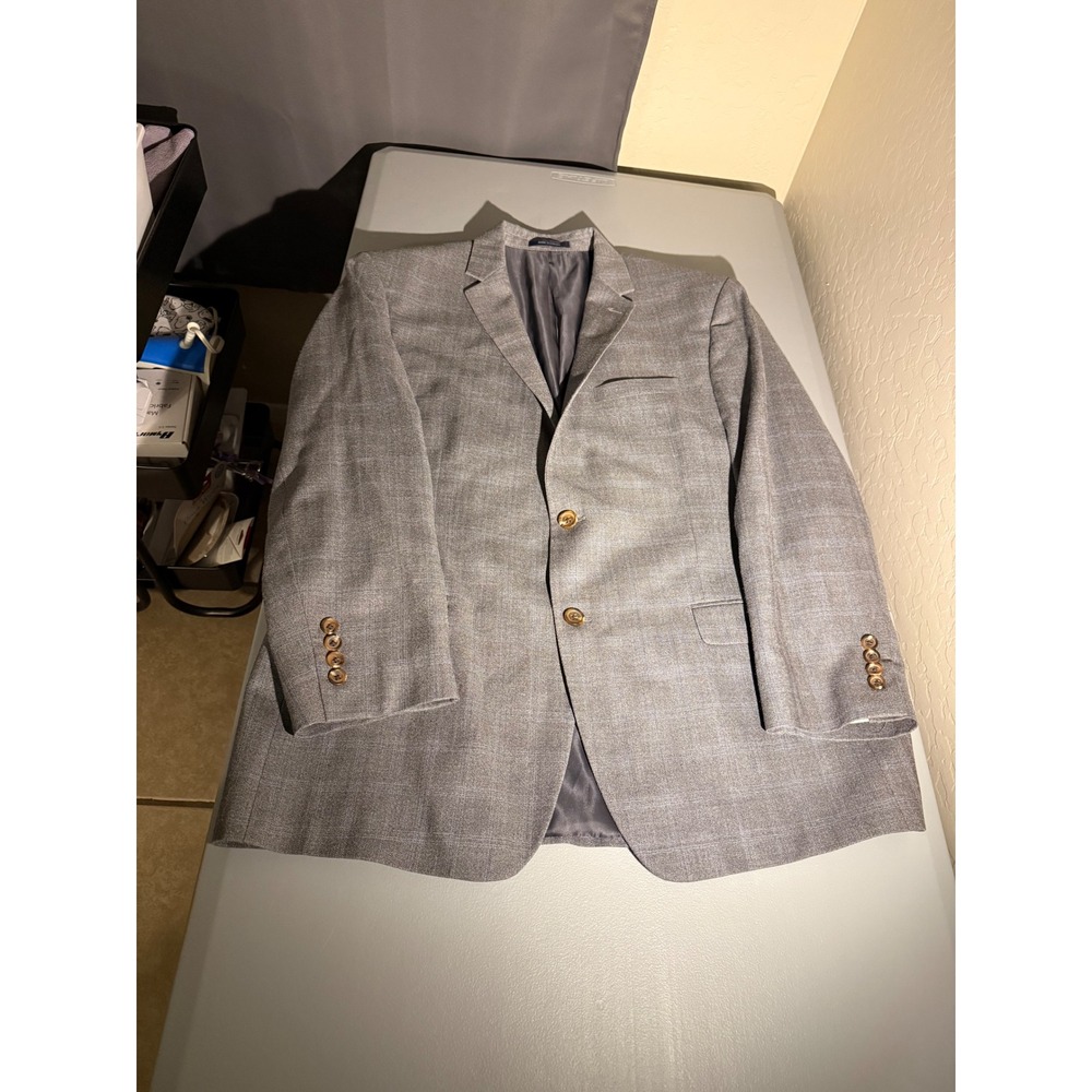 Ralph Ralph Lauren Mens 46R Silk Wool Blazer Grey Glen Plaid Sport Coat